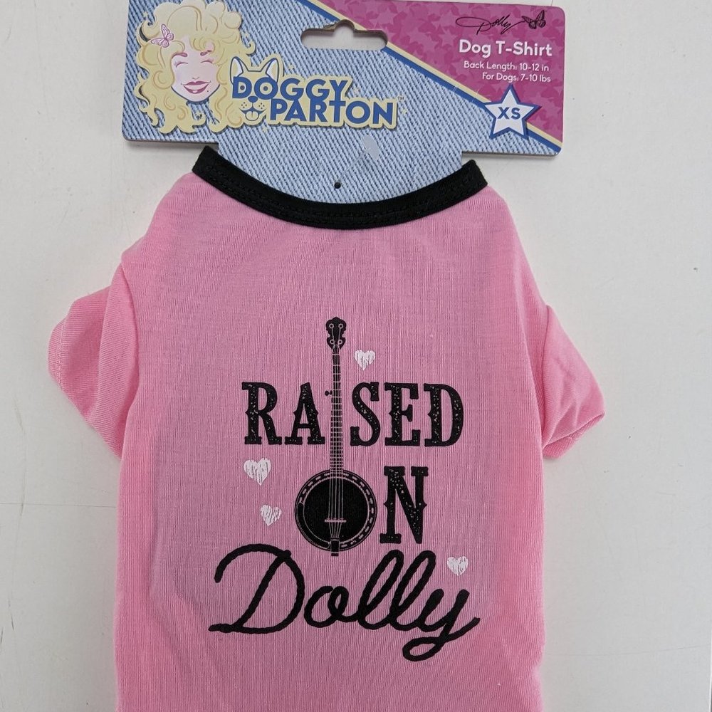 Doggy Parton Dog T Shirt XS Pink Raised on Dolly Sportpet 2023 New